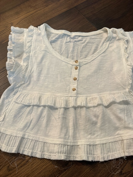 Pilcro Tops - Pilcro Cream Ruffled Button-Front Crop Top